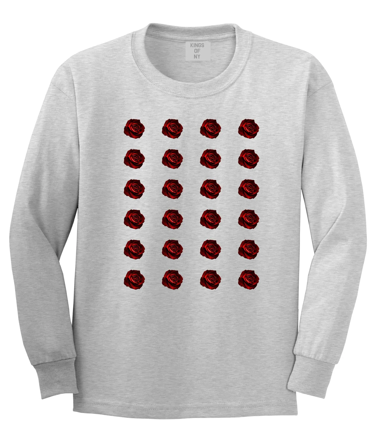 Red Rose Pattern Long Sleeve T-Shirt