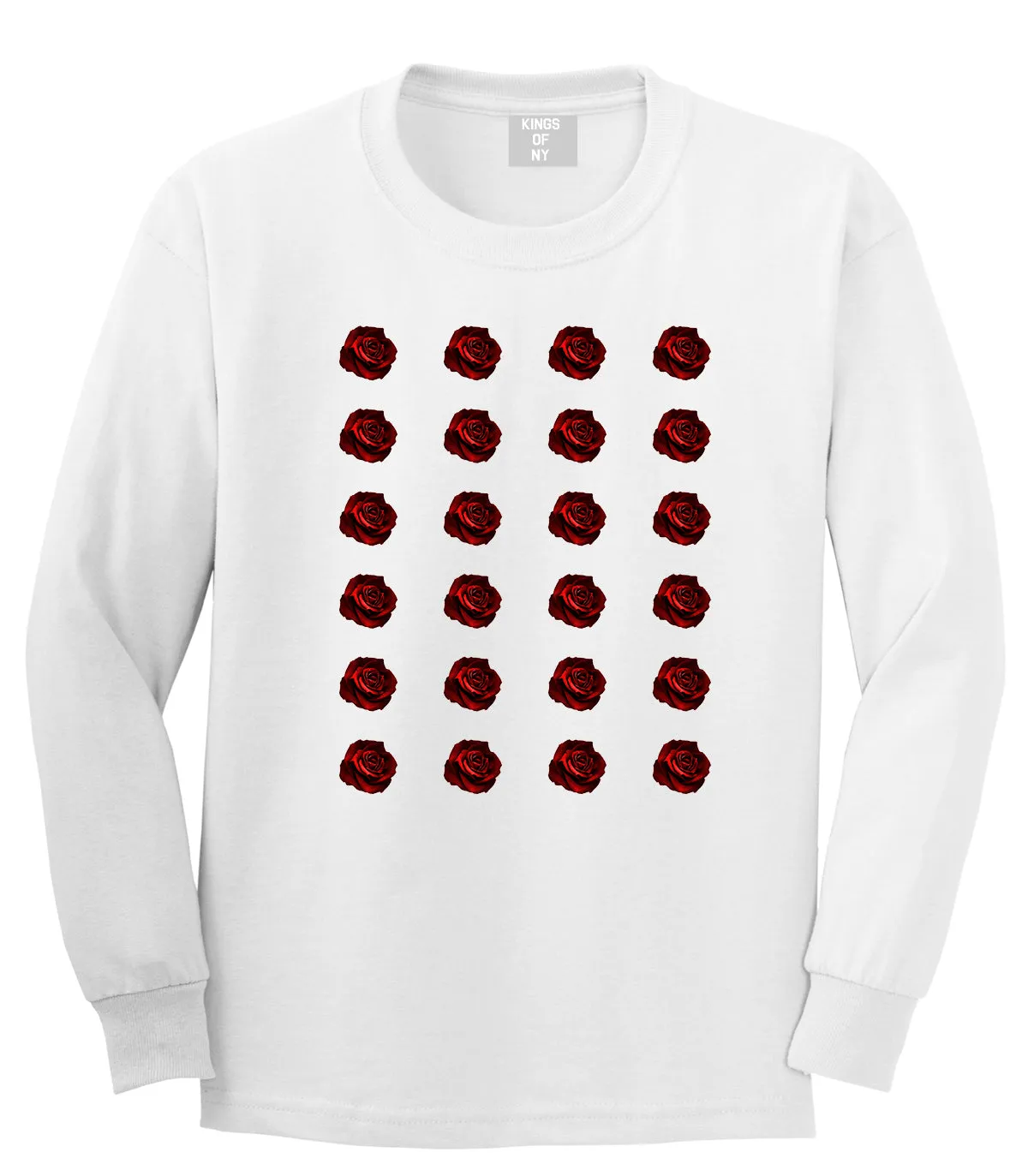 Red Rose Pattern Long Sleeve T-Shirt