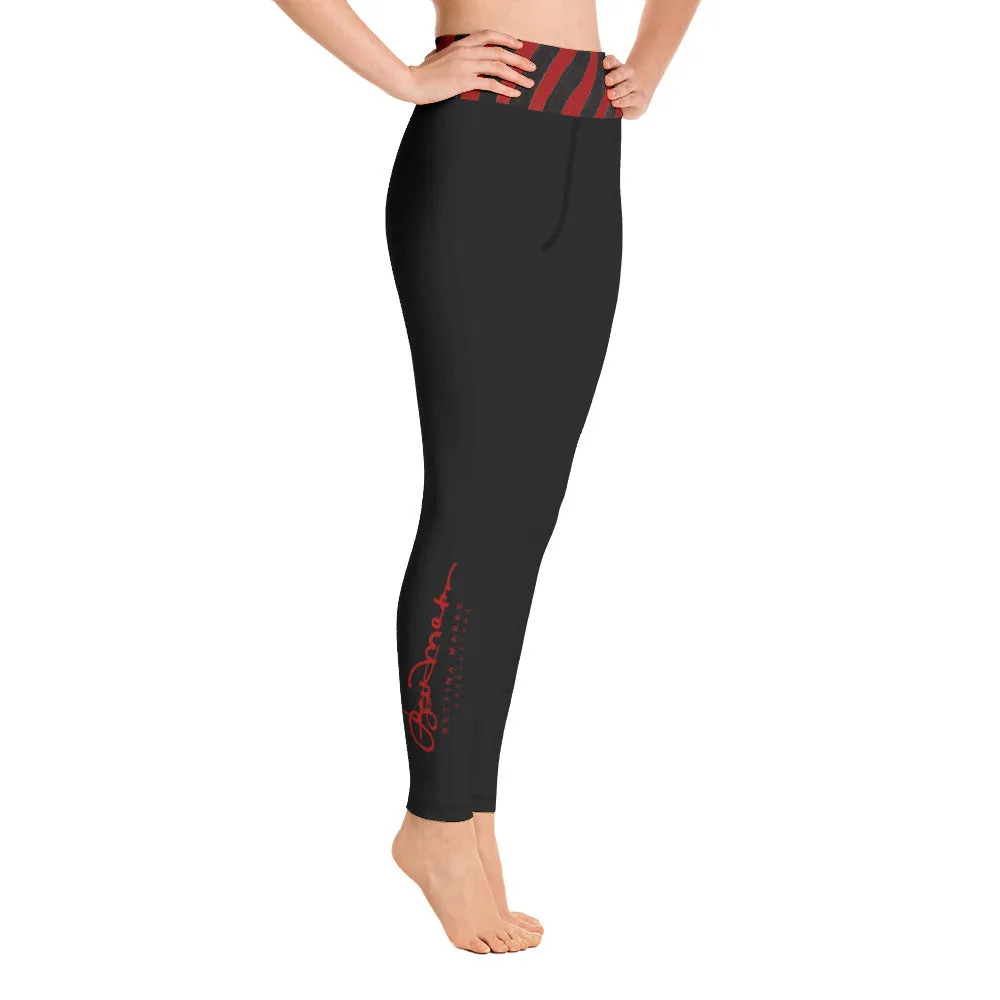 Red Zebra Trim Yoga Leggings