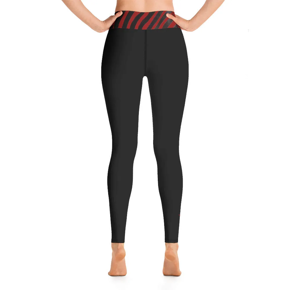 Red Zebra Trim Yoga Leggings