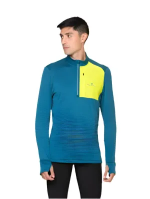 Ronhill Mens Sweatshirt Tech Winter ½ Zip Deep Teal/Acid