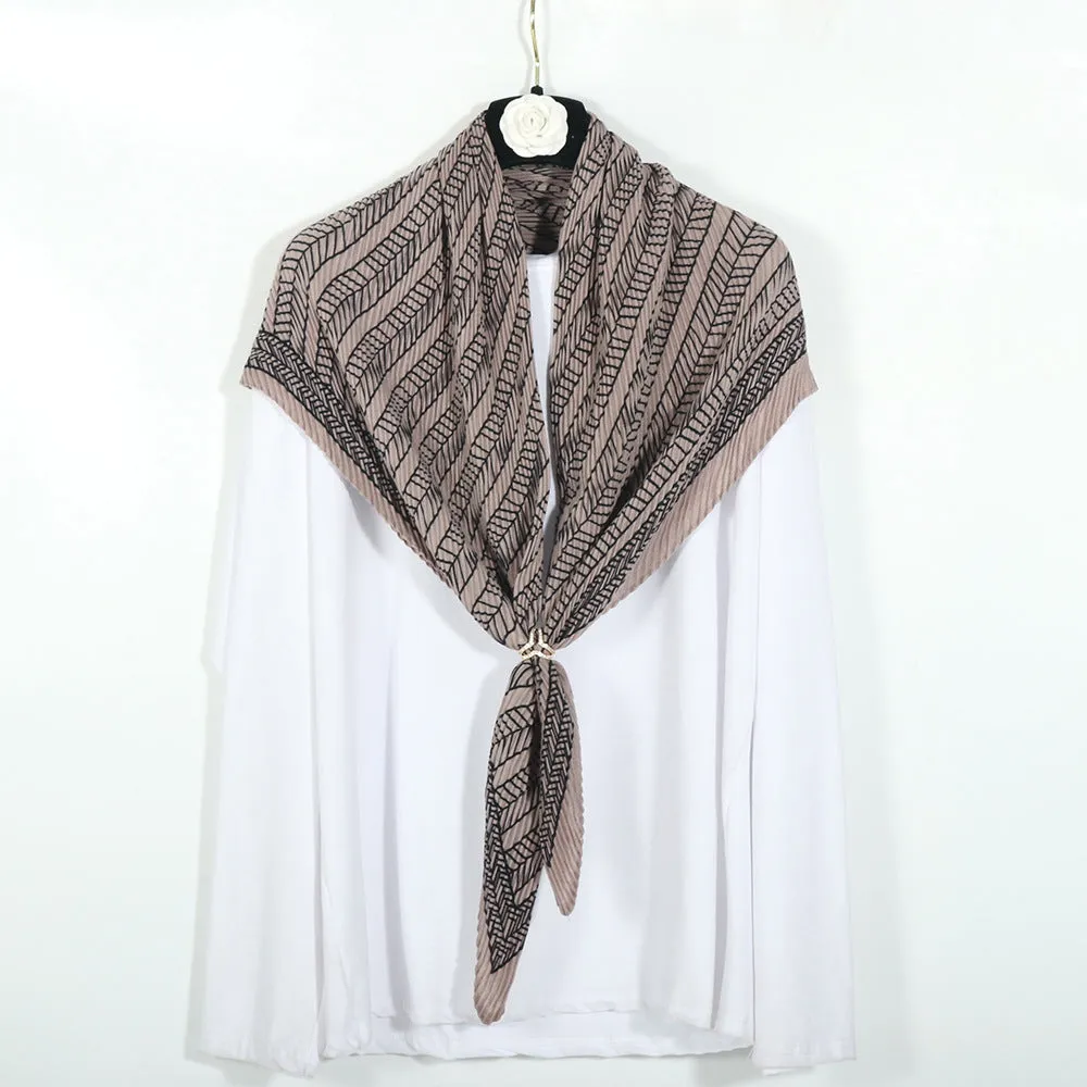 Scarf Square Pleated Lines Print