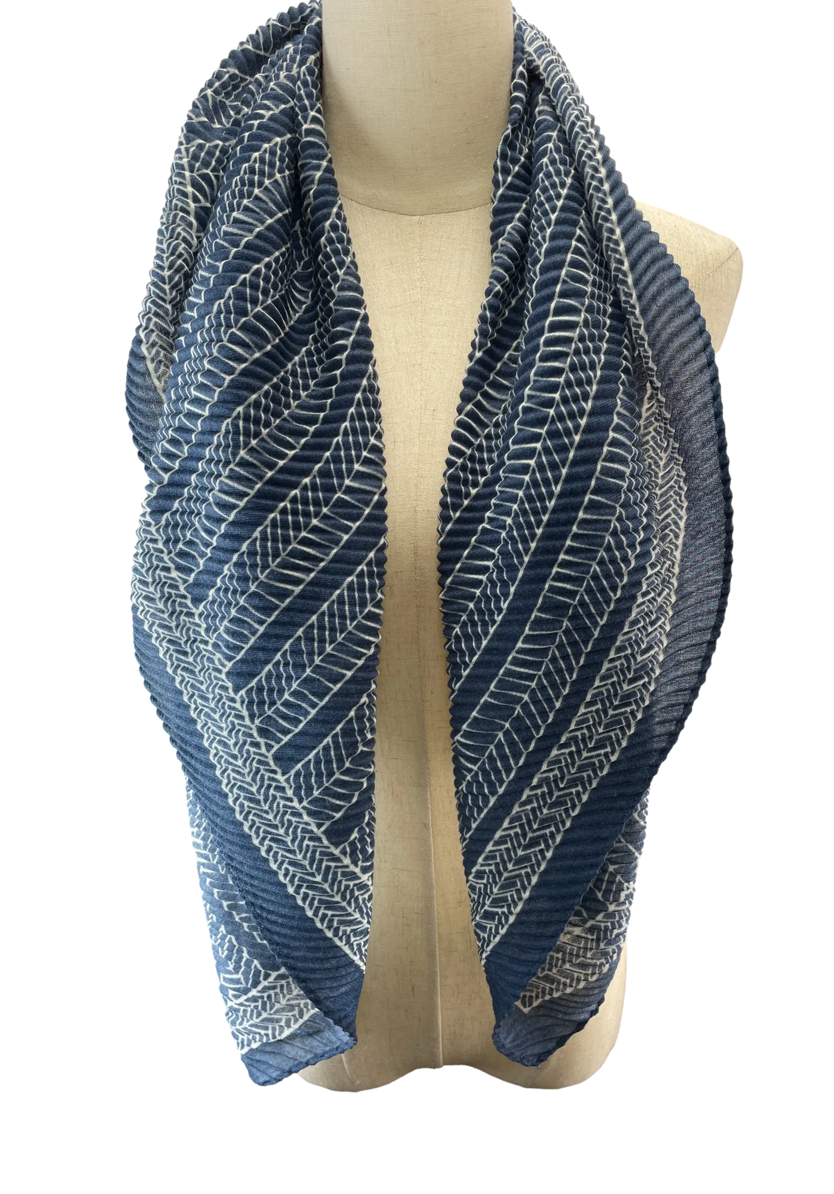 Scarf Square Pleated Lines Print