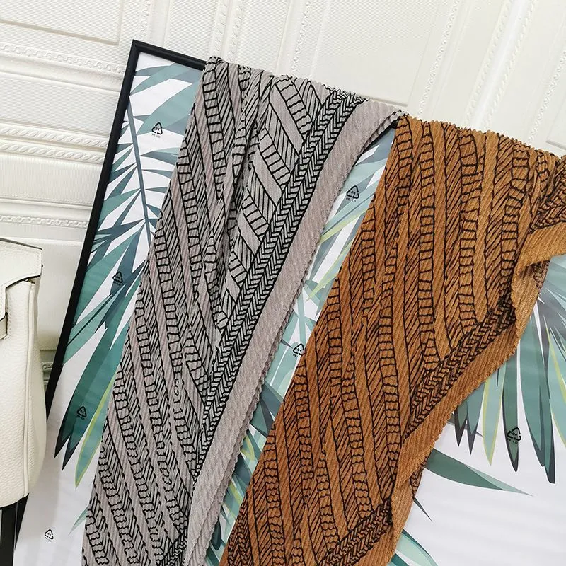 Scarf Square Pleated Lines Print