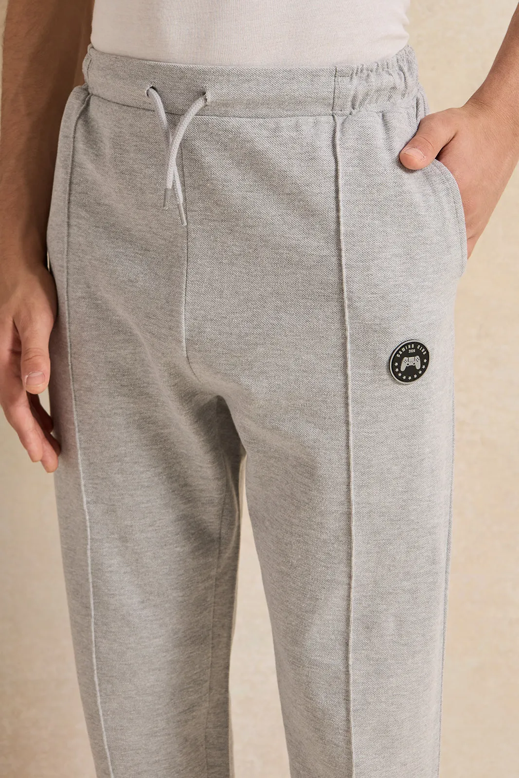 Senior Boys Grey Mel Pique Active Pants