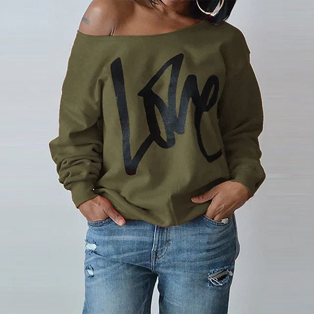 Sexy Off Shoulder Harajuku Long Sleeve Sweatshirt