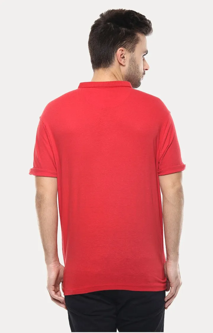 Spykar Red Melange Slim Fit Men T-Shirts