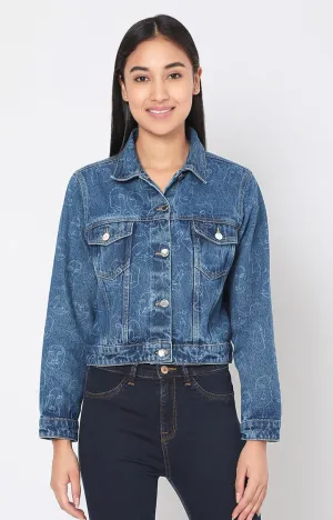 Spykar Women Mid Blue Cotton Denim Jacket