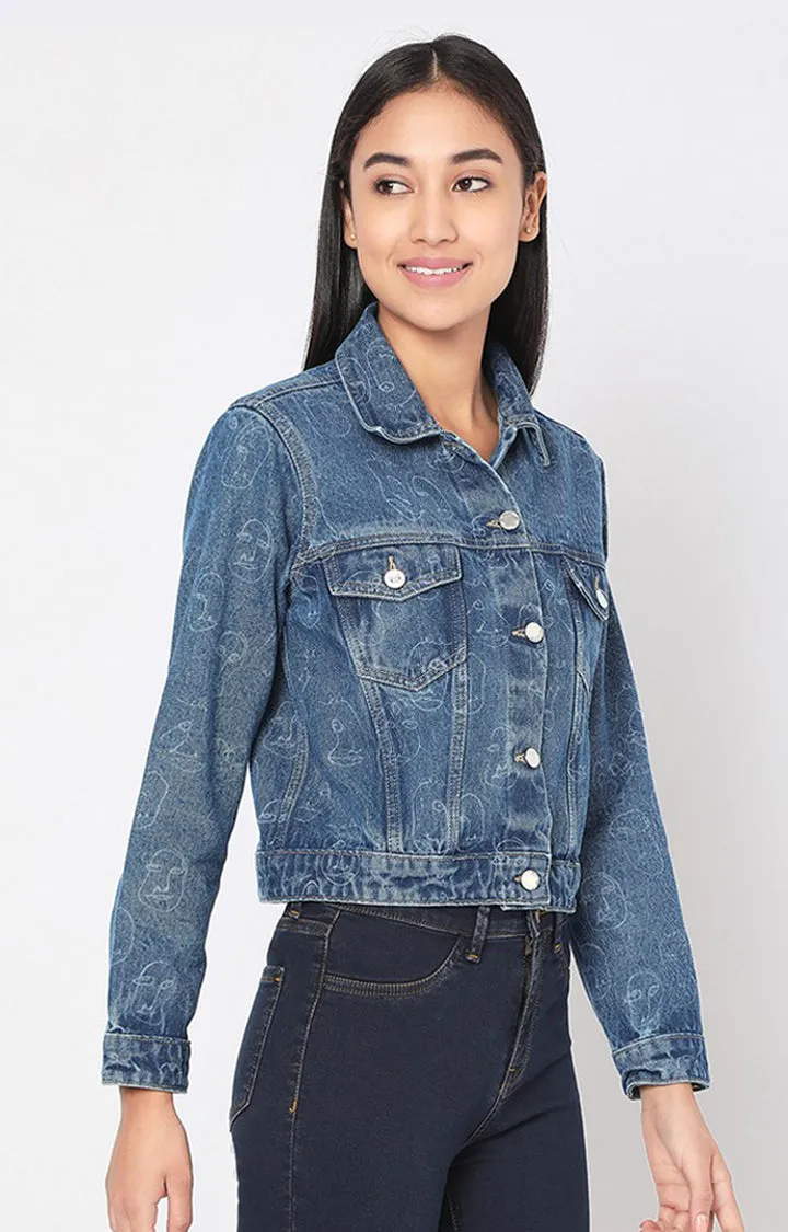 Spykar Women Mid Blue Cotton Denim Jacket