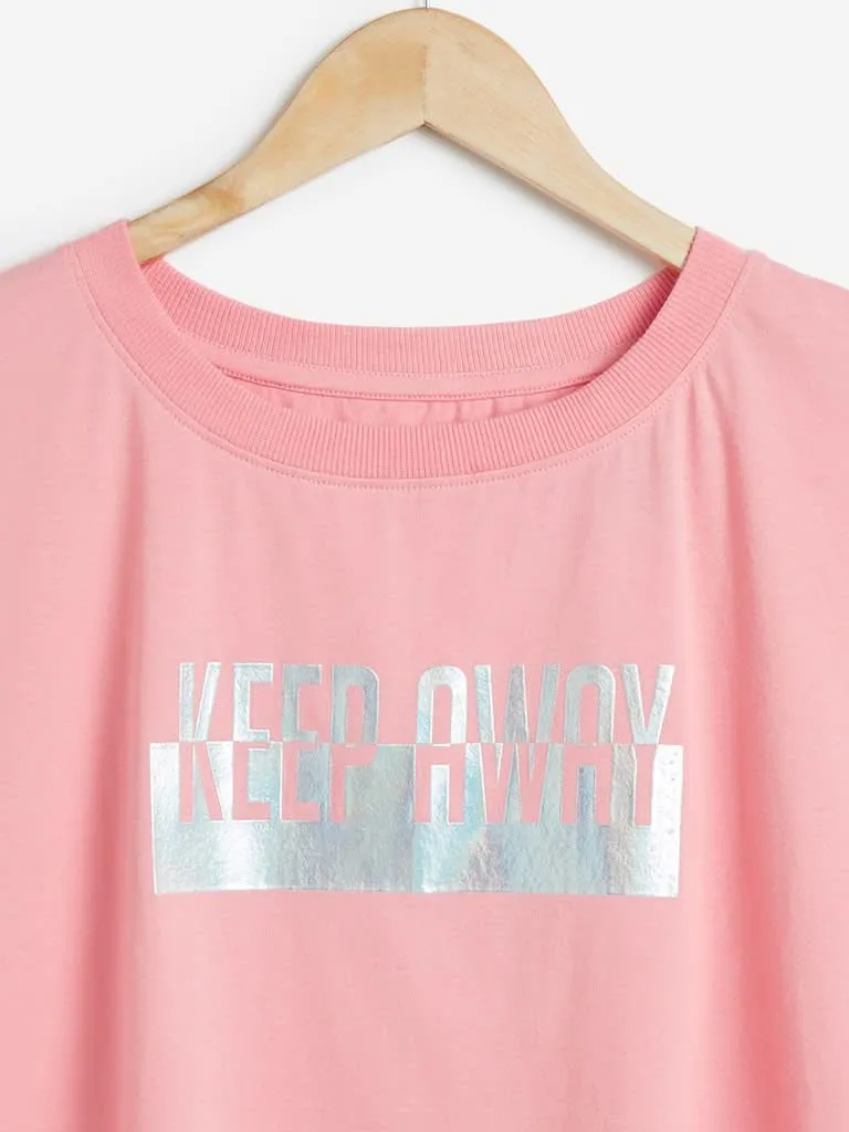 Studiofit Pink Holographic Print Power T-Shirt