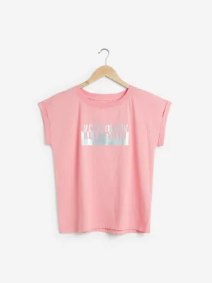 Studiofit Pink Holographic Print Power T-Shirt