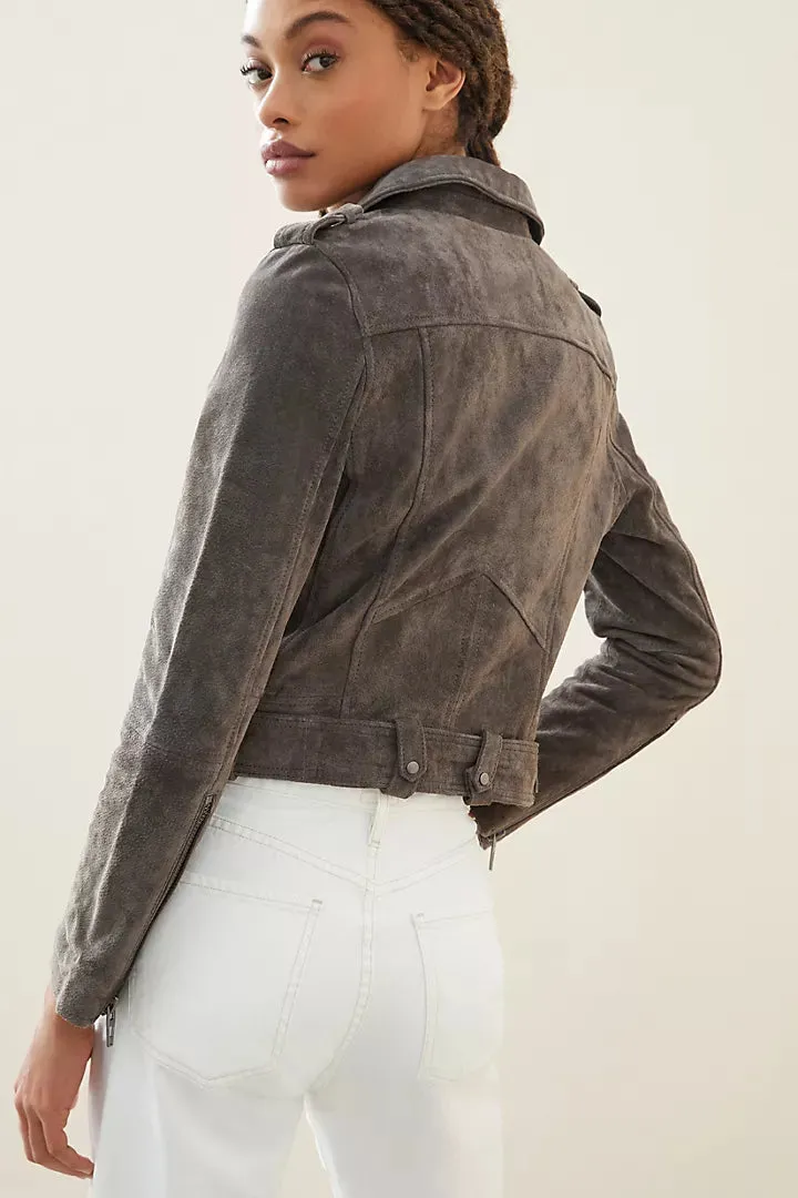 Suede Moto Jacket For Women Stylish Biker Leather Jacket