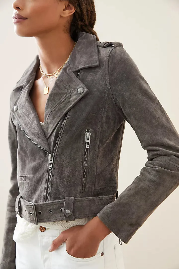 Suede Moto Jacket For Women Stylish Biker Leather Jacket