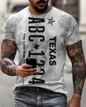 Texas License Plate Print Casual T-Shirt