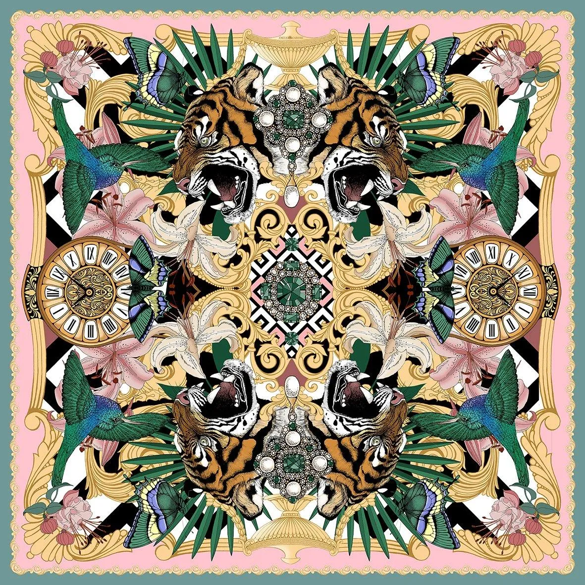 The Baroque Tiger Silk Scarf | Wool/Silk | 90x90cm [Preorder]