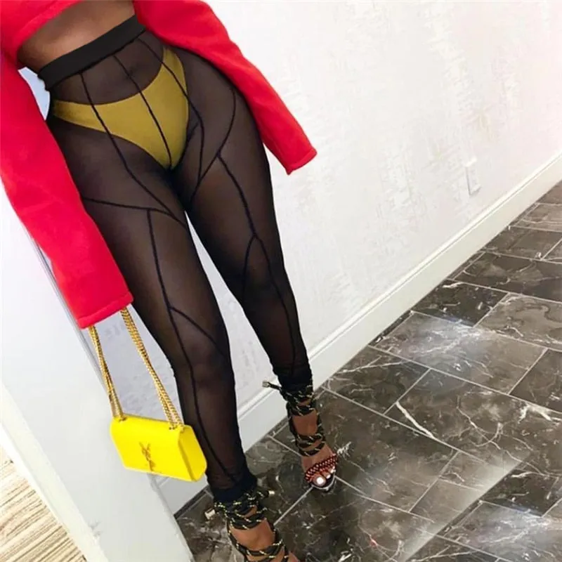 Trendy Mesh High Waist Leggings