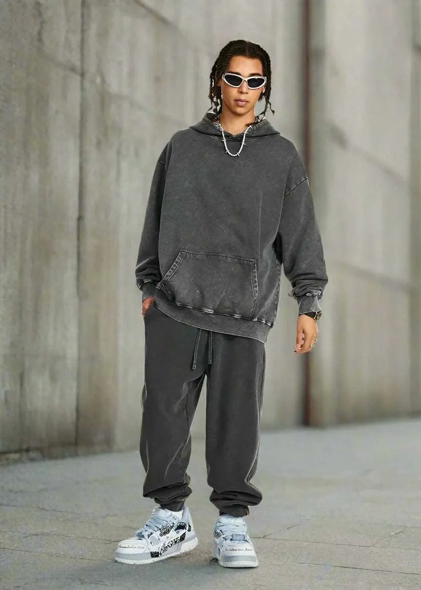 Unisex Comfortable Loose Hoodie and Sweatpants Outfit