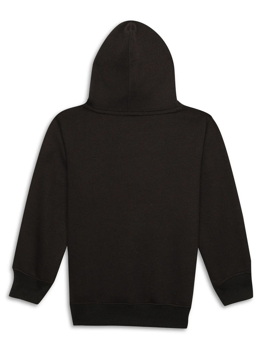 Vimal Jonney Black Printed Hooded Cotton Fleece Sweatshirt for Kids