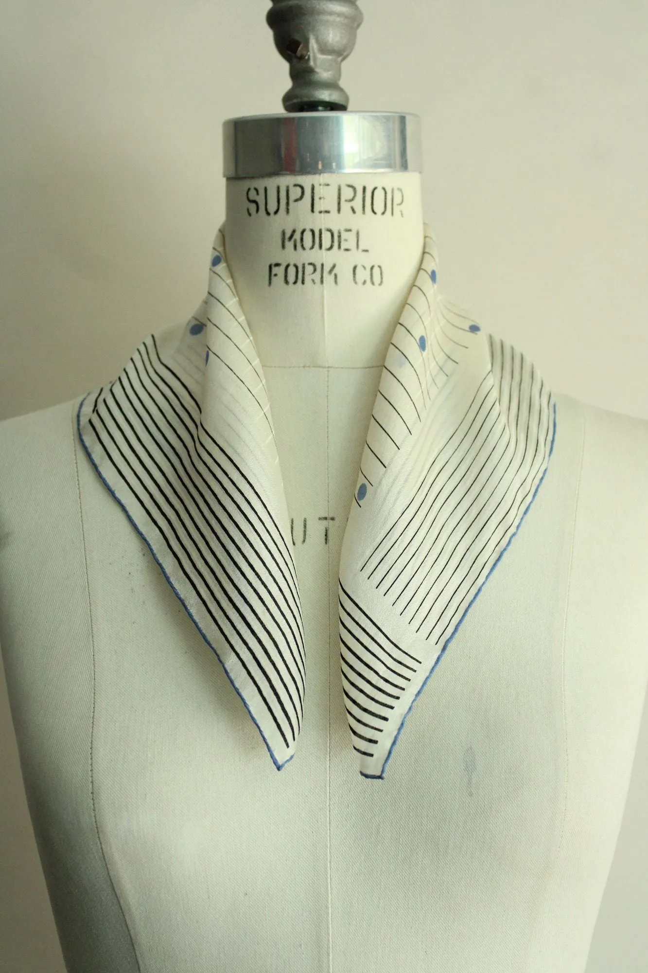 Vintage 1960s Sally Gee Silk Stripes and Polka Dots Scarf