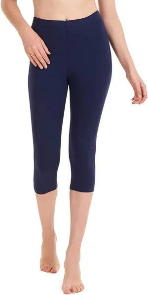 Women's Capri Leggings For Comfort and Style - Navy Blue